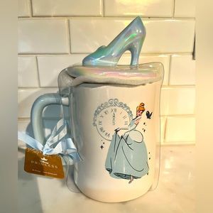 Rae Dunn Cinderella mug with topper from the Disney Princess collection